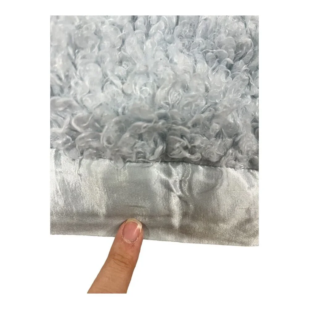 Little Giraffe Blue Baby Blanket Fuzzy Faux Fur Satin Edge
